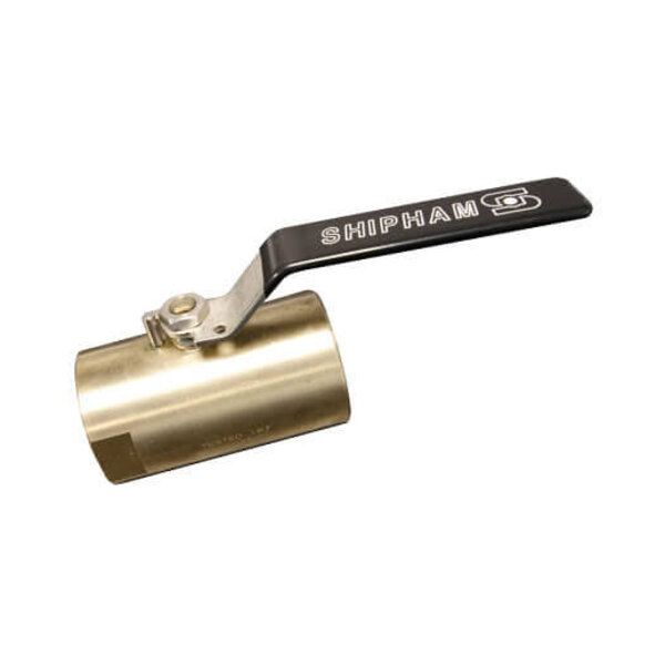 A brass roller with a black handle labeled "SHIPHAM." The roller is cylindrical with a smooth surface, designed for a specific application, likely in woodworking or finishing. The handle extends from one side, making it easy to operate.